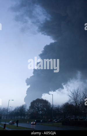 Smoke Ploom from Buncefield Oil Depot Fire Hemel Hempstead Hertfordshire Stock Photo