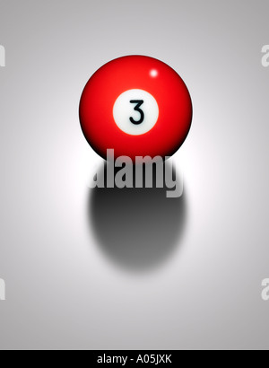 Red Number 3 ball Stock Photo