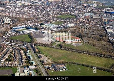 Aerial Leckwith Stadium Ninian Park Cardiff South Wales Stock Photo