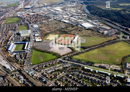 Aerial Leckwith Stadium Ninian Park Cardiff South Wales Stock Photo