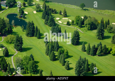 aerial view of golf course Portland Oregon USA Stock Photo