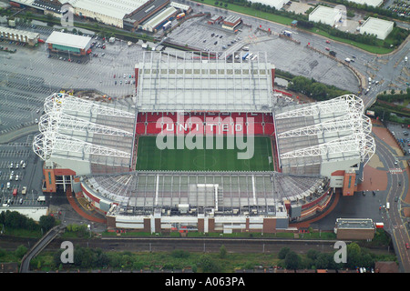 Aerial view of Manchester United Football Club, also known as Old Trafford, home to the Red Devils, Man U, United Stock Photo