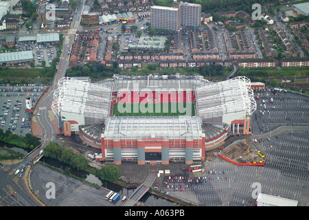 Aerial view of Manchester United Football Club, also known as Old Trafford, home to the Red Devils, Man U, United