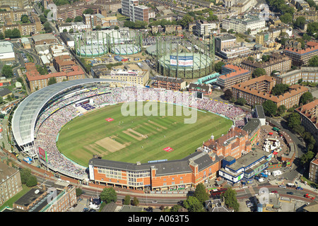 Aerial view of the Oval in London, home of Surrey County Cricket Club, taken during the final Ashes match, England v Australia Stock Photo