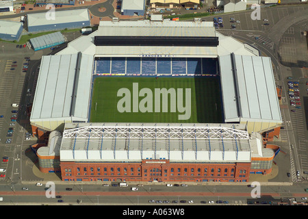 Aerial view of Glasgow Rangers Football Club in Scotland. It is also known as the Ibrox Stadium, home to the Gers Stock Photo