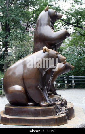 Group of bears sculpture, Central Park, Manhattan, New York Stock Photo