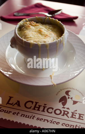 Onion Soup La Chicoree Restaurant Lille Stock Photo