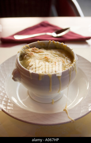 Onion Soup at La Chicoree Restaurant LIlle Stock Photo