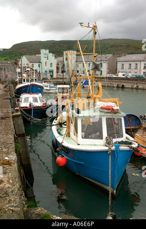 Northern Ireland County Antrim Carnlough boats moored in the harbour Stock Photo