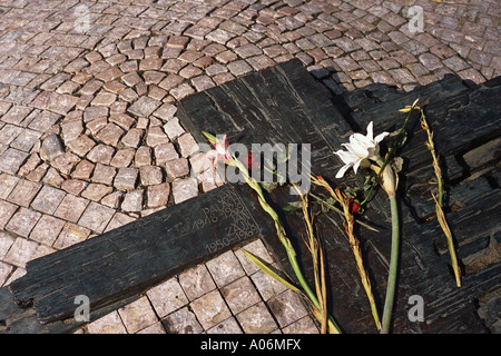 Faded Flowers on Memorial to Jan Palach Vaclavske Namesti Wenceslas Square Prague Stock Photo