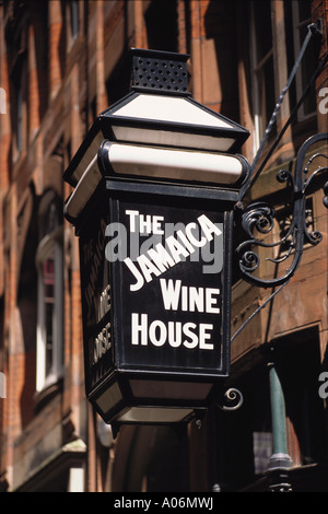 Sign outside Jamaica Wine House Cornhill London Stock Photo