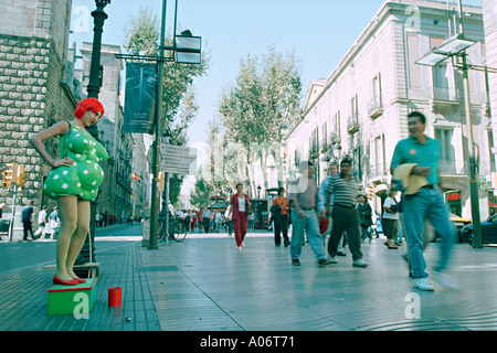 Barcelona Spain Street performers on the main parade Las Ramblas COPYRIGHT GEORGE PHILIPAS MORAL RIGHTS ASSERTED Stock Photo