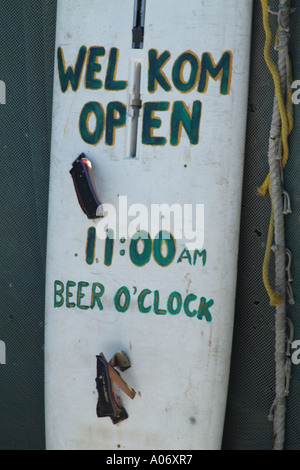 welcome welkom and open for beer at this beach bar Langebaan west coast South Africa RSA Stock Photo