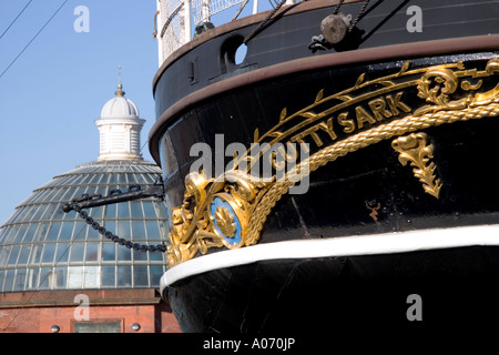 Cutty Sark Ship and Dome in Greenwich before it was burned Stock Photo