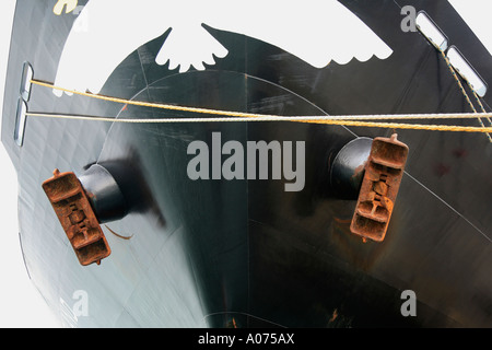 Bow of Container ship at port on Kwai Chung Container Port Hong Kong SAR CHINA fareast asia Stock Photo