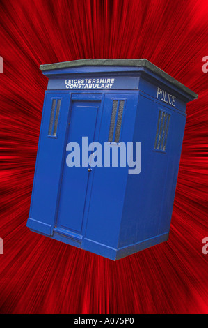 OLD FASHIONED DOCTOR WHO TYPE BLUE POLICE BOX Stock Photo