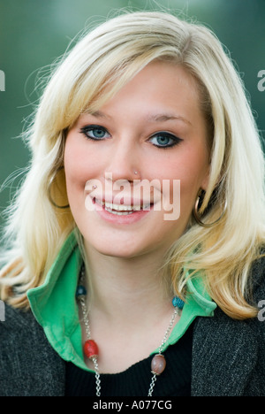 portrait of blond german teenage girl aged sixteen Stock Photo - Alamy