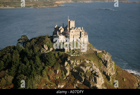 aerial view of St Michaels Michael's Mount island Cornwall Stock Photo