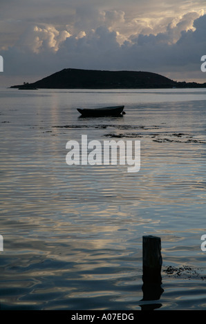 Samson Hill Bryher looking from New Grimsby harbour Bay Tresco Scilly island Scillies Cornwall England isle evening autumn Stock Photo