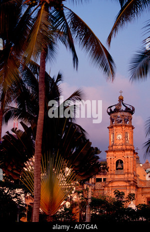 crown atop bell tower, Our Lady of Guadalupe Church, Roman Catholic church, Roman Catholicism, Puerto Vallarta, Jalisco State, Mexico Stock Photo