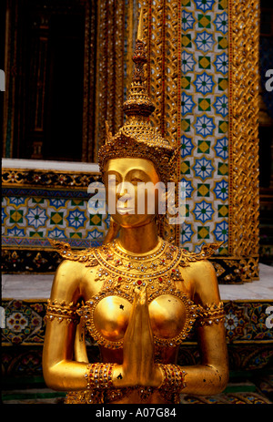 kinnari figure, kinnari, Temple of Emerald Buddha, Wat Phra Si Ratana Sasadaram, Wat Phra Kaeo, Bangkok, Thailand, Asia Stock Photo