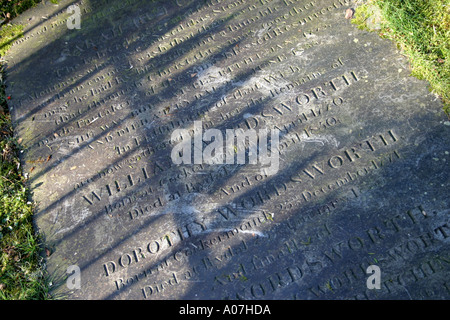 The grave of poet William Wordsworth in Grasmere, Lake District Stock ...