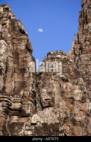 Bayon Temple Angkor Thom Cambodia moonrise Stock Photo