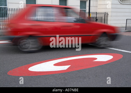 car entering the congestion charge zone in London UK Stock Photo