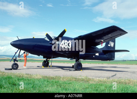 Grumman F7F Tigercat was the first twin-engined fighter aircraft to enter sevice.  GAV 4013-382 Stock Photo
