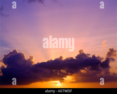 Sun Bursting Through Clouds Tobago Pigeon Point Stock Photo