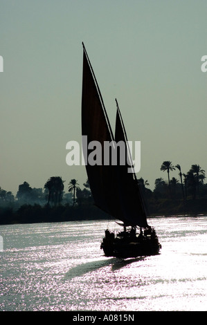 Nile River, Felucca at Twilight Stock Photo