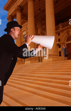 Do you hear me now man Stock Photo