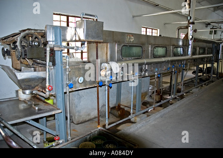Stainless steel equipment for steaming silk cocoons before going on to the reeling machines, Choyers No 1 Silk Mill, Suzhou Stock Photo