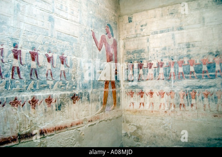 Ancient inscriptions inside a tomb at the Pyramid complex at Saqqara, near Cairo, Egypt, Africa. Stock Photo