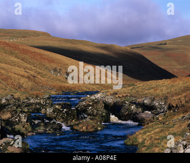 The River Coquet running through the Cheviot Hills in Northumberland National Park Stock Photo