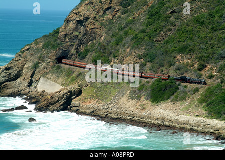The Outeniqua Choo Tjoe steam train approaching the town of Wilderness western Cape South Africa RSA Stock Photo