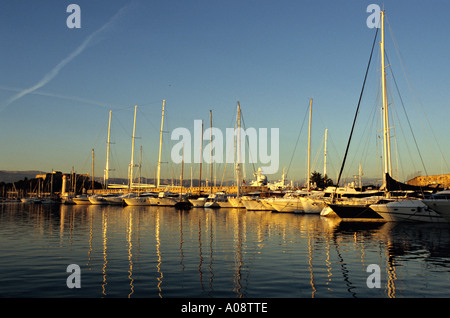 Sunset in Antibes harbour France Stock Photo