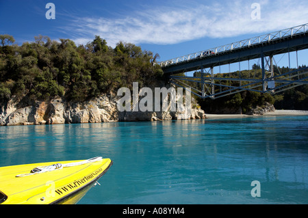 Jet Boat Rakaia River Canterbury South Island New Zealand Stock Photo