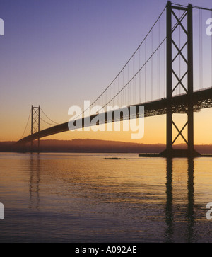 dh Forth Road Bridge NORTH QUEENSFERRY FORTH BRIDGE Suspension bridge across River at sunset scotland dusk fife firth of Forth