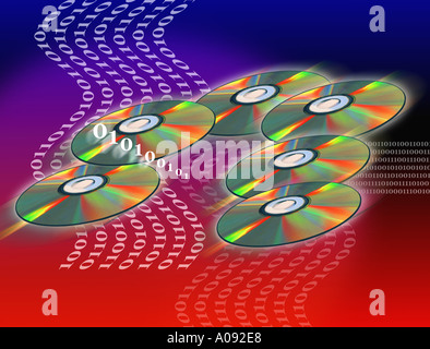 computer binary numbers and CD Stock Photo