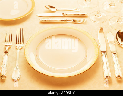 Single Place Setting on a Table Stock Photo