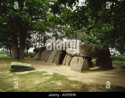 La Roche aux Fees exposed burial chamber outside Esse in Northern Brittany Loire type Dolmen sometimes known as Fairies Rocks Stock Photo