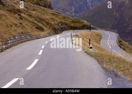 Curved Mountain Road, Sustenpass, Switzerland Stock Photo