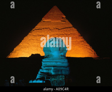 Sphinx and Pyramid Son et Lumiere at Sunset Cairo Egypt Stock Photo - Alamy