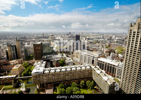 aerial view of barbican and city of london looking west from shakespeare tower london england uk city finance district panoramic Stock Photo