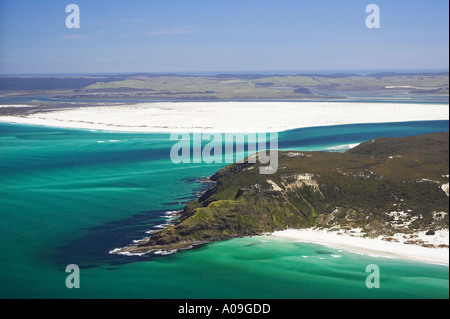 Ohao Point Coal Point and Parengarenga Harbour Entrance Far North Northland New Zealand aerial Stock Photo