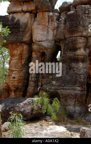 Huge natural stone formations at the Lost City, 9km off the Kakadu Highway, Kakadu National Park, Northern Territory, Australia Stock Photo