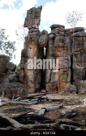 Huge natural stone formations at the Lost City, 9km off the Kakadu Highway, Kakadu National Park, Northern Territory, Australia Stock Photo