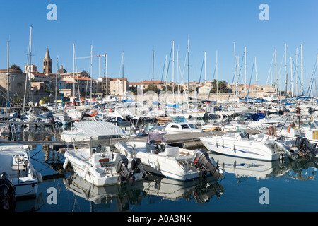 Boats in the harbour of the old town, Alghero, Sardinia, Italy Stock Photo