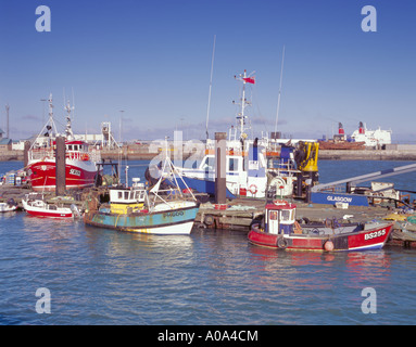 Fishing boats in Holyhead Harbour, Anglesey, North Wales, UK. Stock Photo